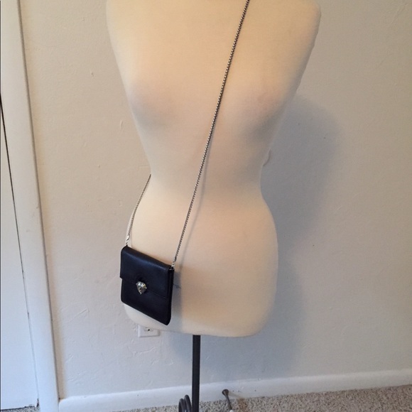 Brighton Black Leather Chain Crossbody Purse - Picture 2 of 6